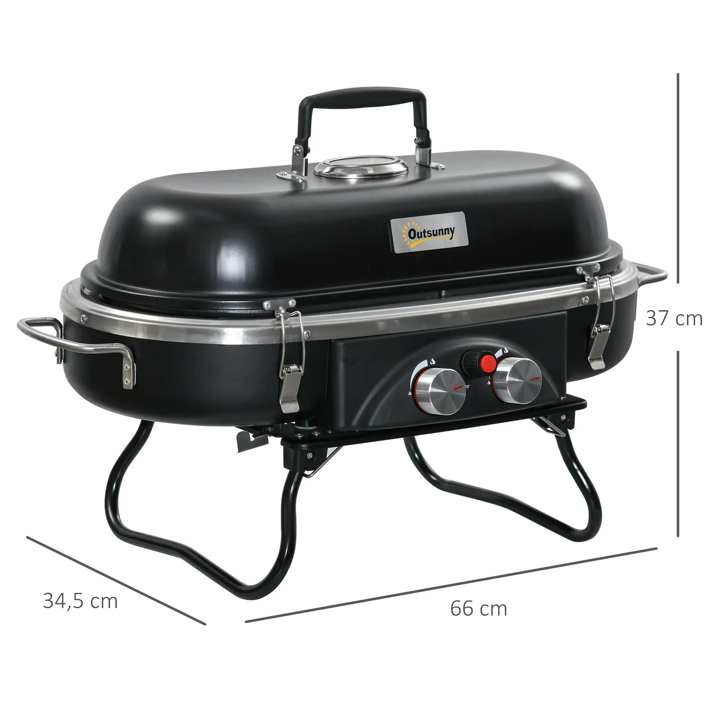 Nancy's Cepagatti Tafelmodel Gas Barbecue - Twee Gasbranders - Thermometer - BBQ