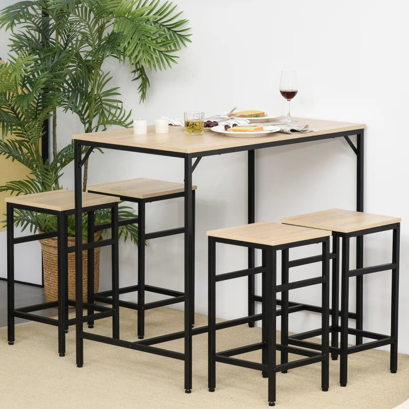 Nancy's Albugnano Bartafel Set - 5-Delige Bar Set - Zwart / Eiken