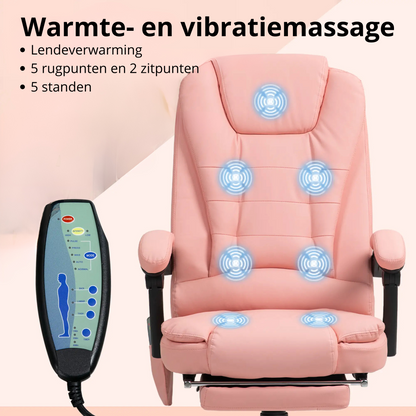 Nancy's Monsato Massage Bureaustoel - Massagestoel met Warmtefunctie - Ergonomisch - Roze - Kunstleer