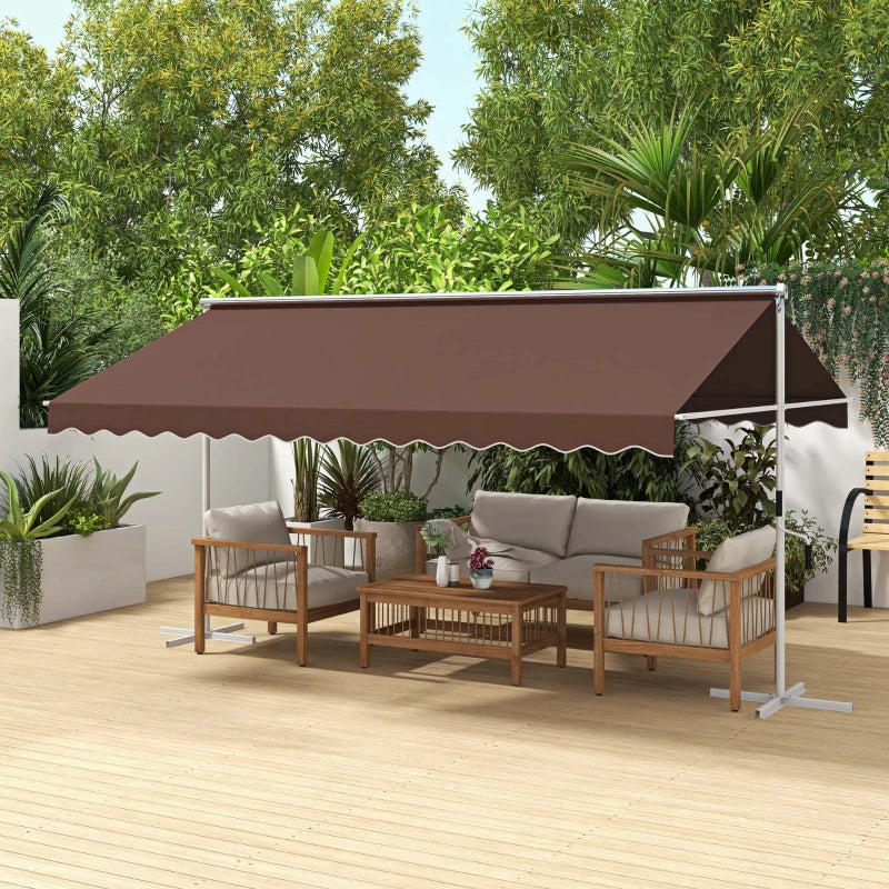 Auvent Nancy's Paco Garden - Auvent de terrasse - Auvent autoportant - Marron - 450 x 340 cm