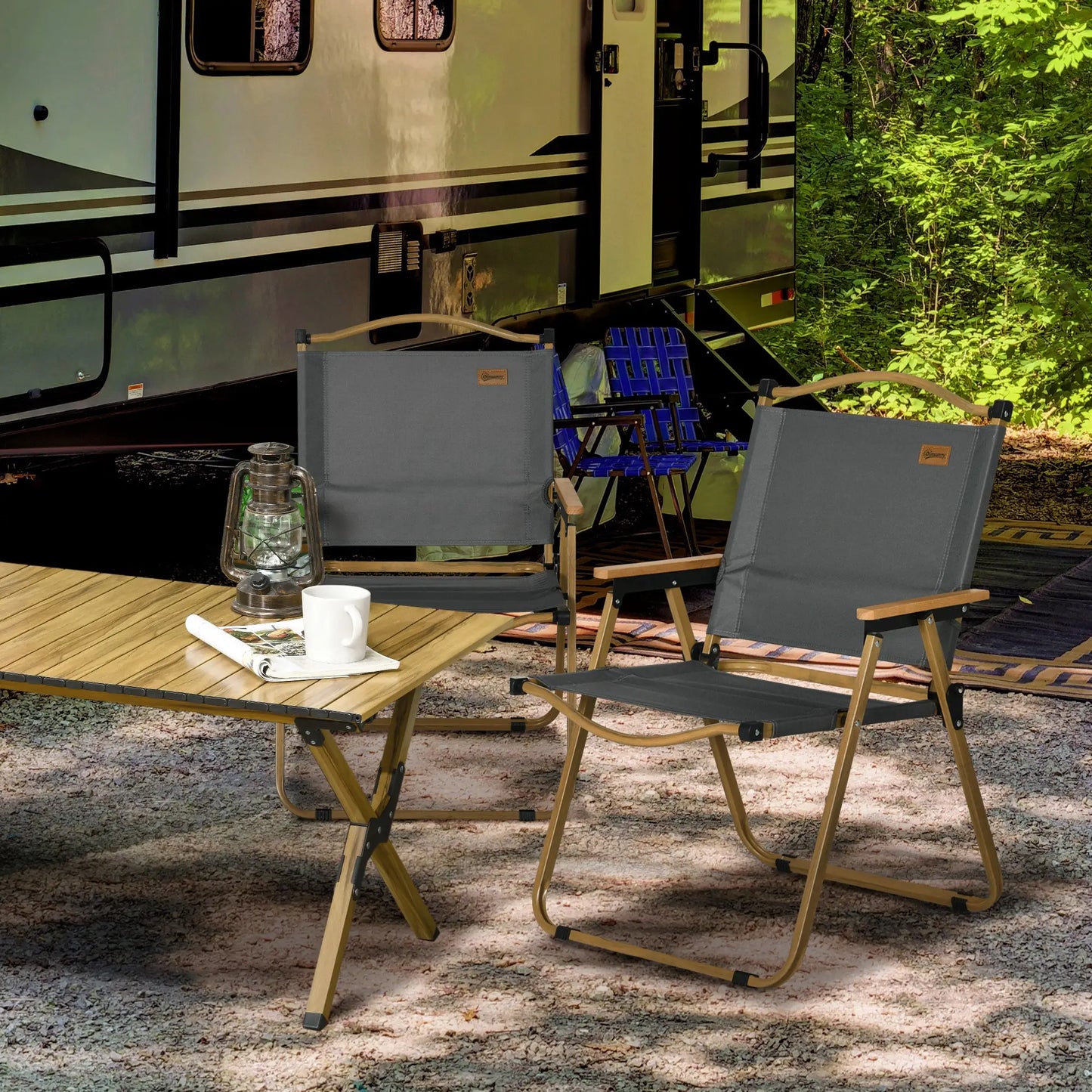 Nancy's Camastra Strandstoelen - Campingstoelen - Tuinstoelen - Set van 2 - Opvouwbaar - Donkergrijs