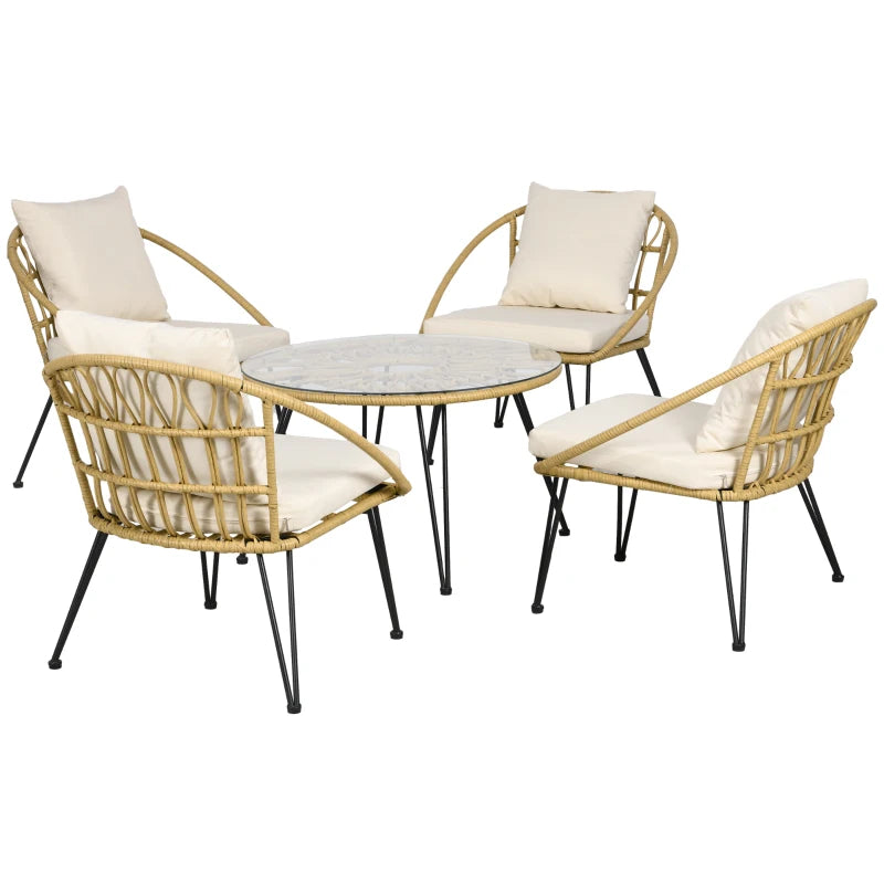 Nancy's Unhos Tuinset - Zitgroep - Loungeset - 5-Delige Tuin Set - Zwart / Beige