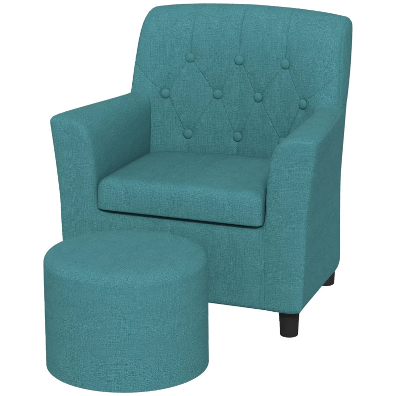 Nancy's Ivy Kinderstoel - Kinderfauteuil - Kinderbankje met Hocker - Blauw