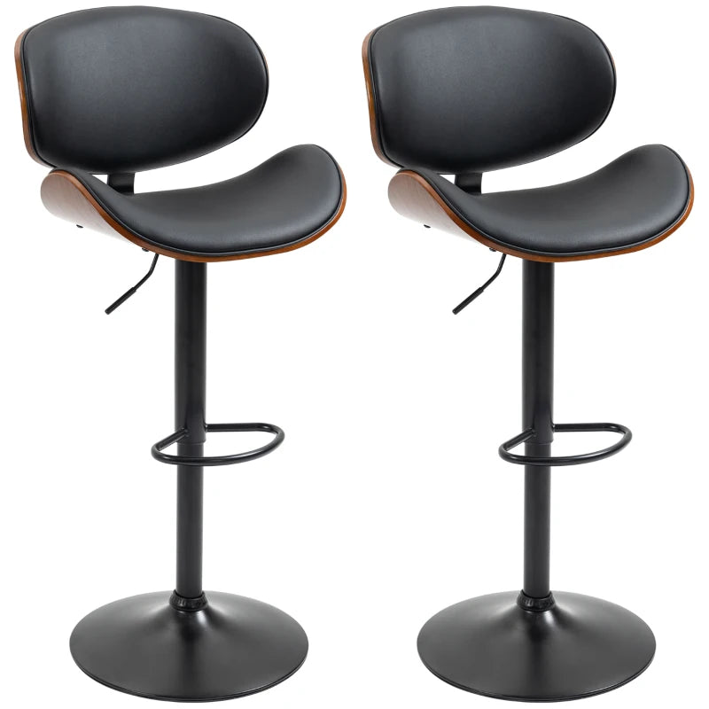 Nancy's Altomonte Bar Stools - Kitchen Stool - Set of 2 - Adjustable Height - Black - Faux Leather