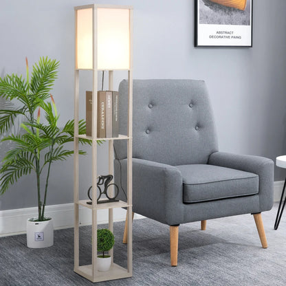 Nancy's Arcugnano Vloerlamp - Staande Lamp - Verlichting met Opbergplanken - Eiken