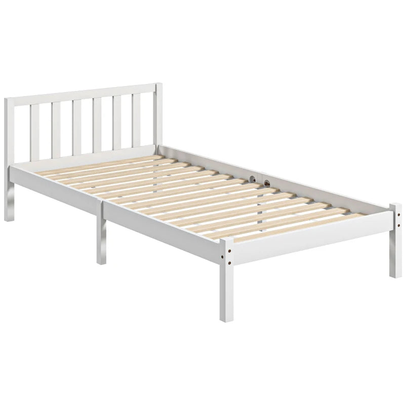 Nancy's Crestuma Logeerbed - Eenpersoonsbedframe - 1-Persoons bed - Wit - Dennenhout - ± 210 x 95 x 70 cm