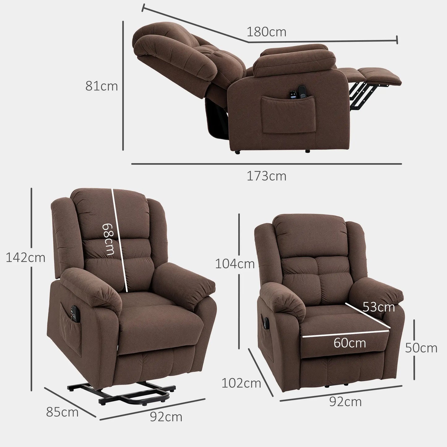 Nancy's Urgezes Sta op Stoel - Opsta stoel - Massagestoel - Seniorenstoel - Relaxfauteuil - Bruin - Fluweel