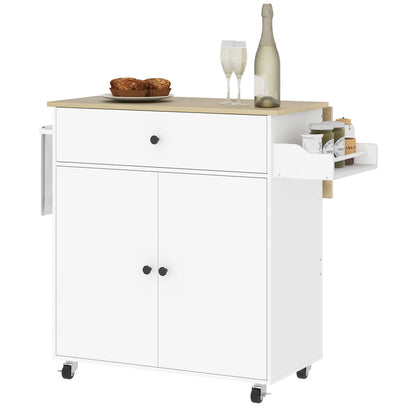 Nancy's Sandiães Trolley - Serveerwagen - Keukentrolley - Wit / Eik - ± 105 x 40 x 85 cm