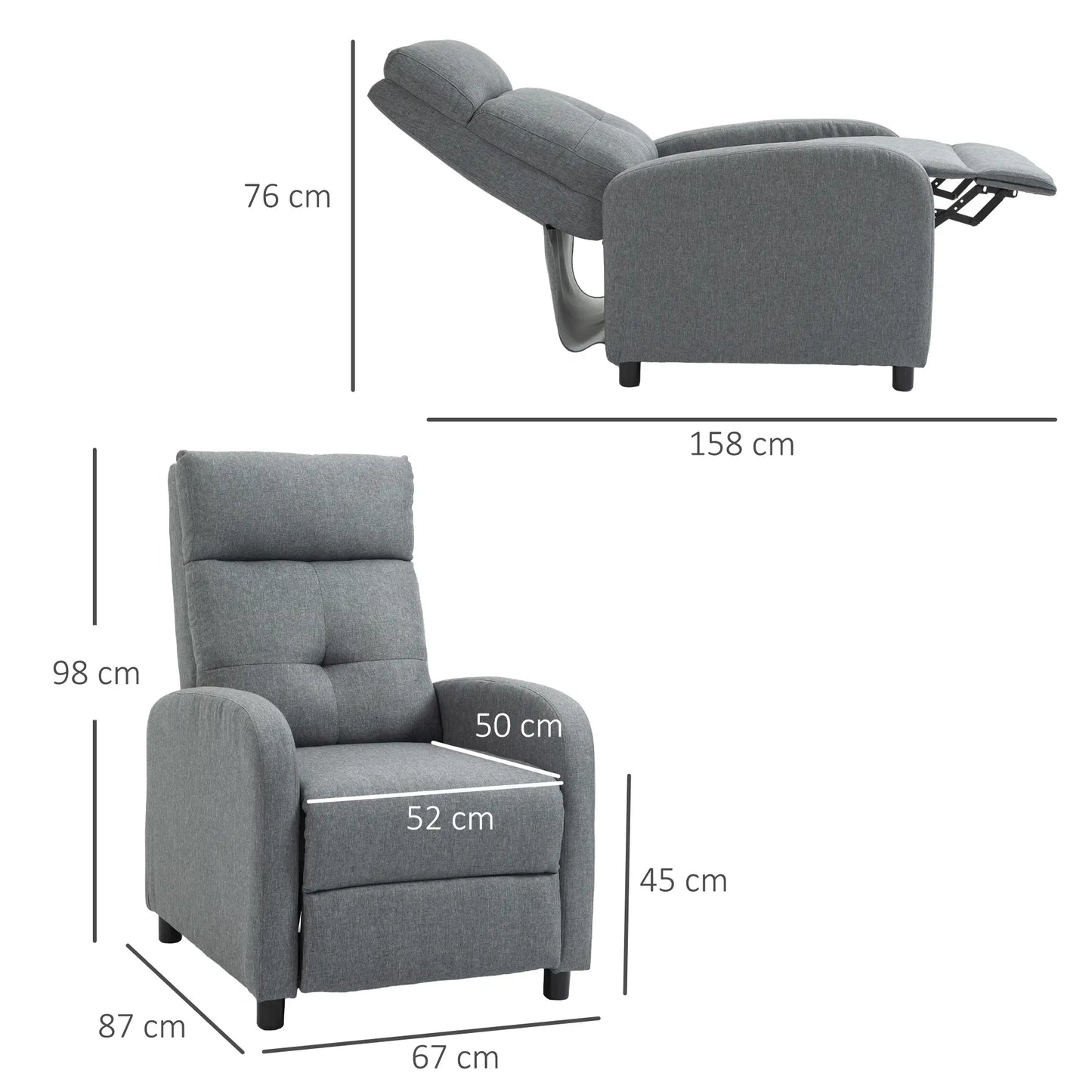 Nancy's Gemieira Relaxfauteuil - Relaxstoel - Loungestoel - Verstelbaar - Grijs - Linnen