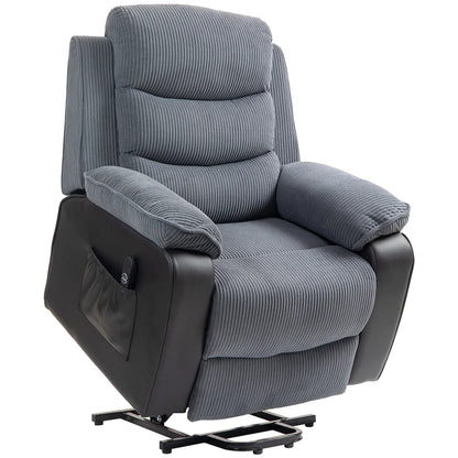 Nancy's Tabuadelo Sta op Stoel - Opsta Stoel - Seniorenstoel - Relaxfauteuil - Grijs - Ribfluweel