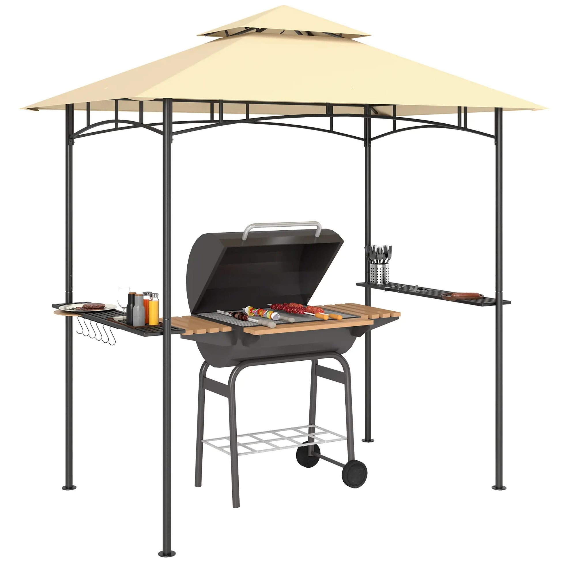 Nancy's Cagli Bbq overkapping - Bbq afdak - Barbecue Paviljoen - Beige - ± 240 x 150 x 260 cm