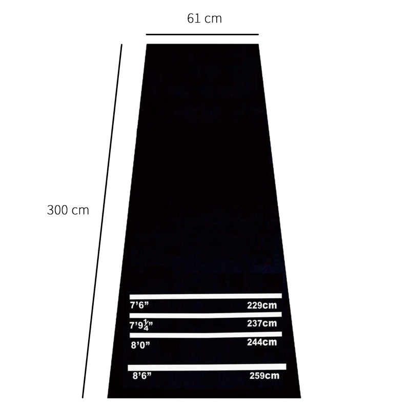 Nancy's Walronds Dartmat - Anti-slip - Zwart - Rubber - ± 300 x 60 cm