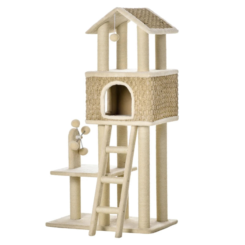 Nancy's Lebucao Scratching post - Cat cave - Cat bed - Beige - ± 70 x 40 x 130 cm