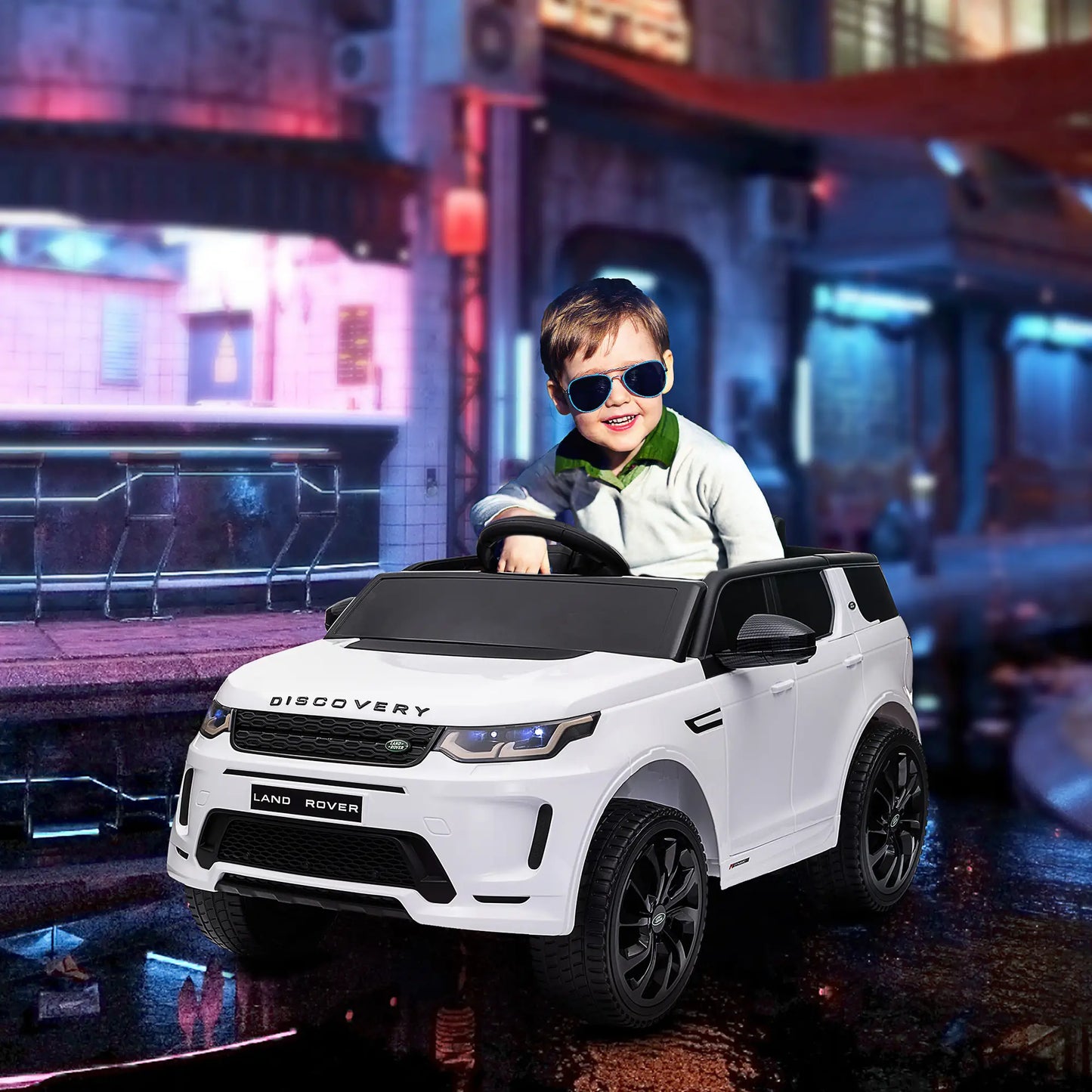 Nancy's Ruth Elektrische Kinderauto - Land Rover voor Kinderen - LED-Verlichting, Muziek en Claxon - Wit