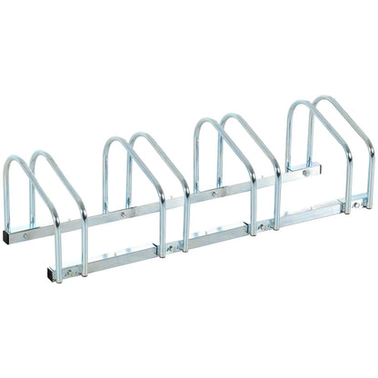 Nancy's Aborea Fietsenrek - Meervoudig Fietsstandaard voor 4 fietsen - Zilver / Staal - ± 110 x 30 x 30 cm