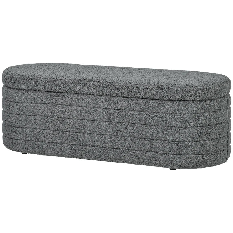 Nancy's Lordelo Hocker - Bench - Storage bench - Gray - Teddy Fleece - ± 115 x 40 x 40 cm