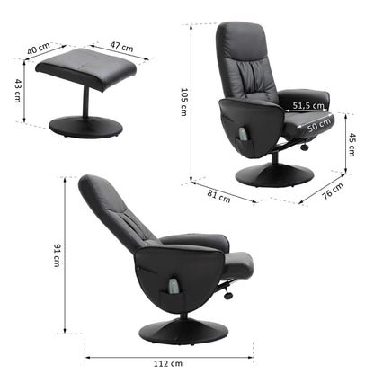 Nancy's Gominhaes Massagestoel - Relaxfauteuil - Relaxstoel - Draaibaar - Verstelbare Rugleuning - Zwart - Kunstleer