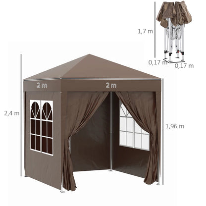 Nancy's Mameda Paviljoen - Party Tent - Tuin Paviljoen - Bruin - 200 x 200 x 240 cm