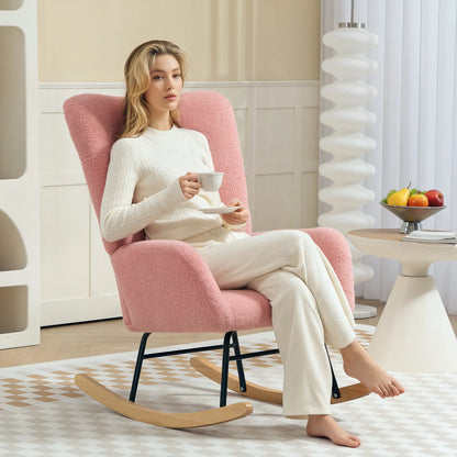 Nancy's Anais Schommelstoel - Loungestoel - Relaxstoel - Roze - Teddystof