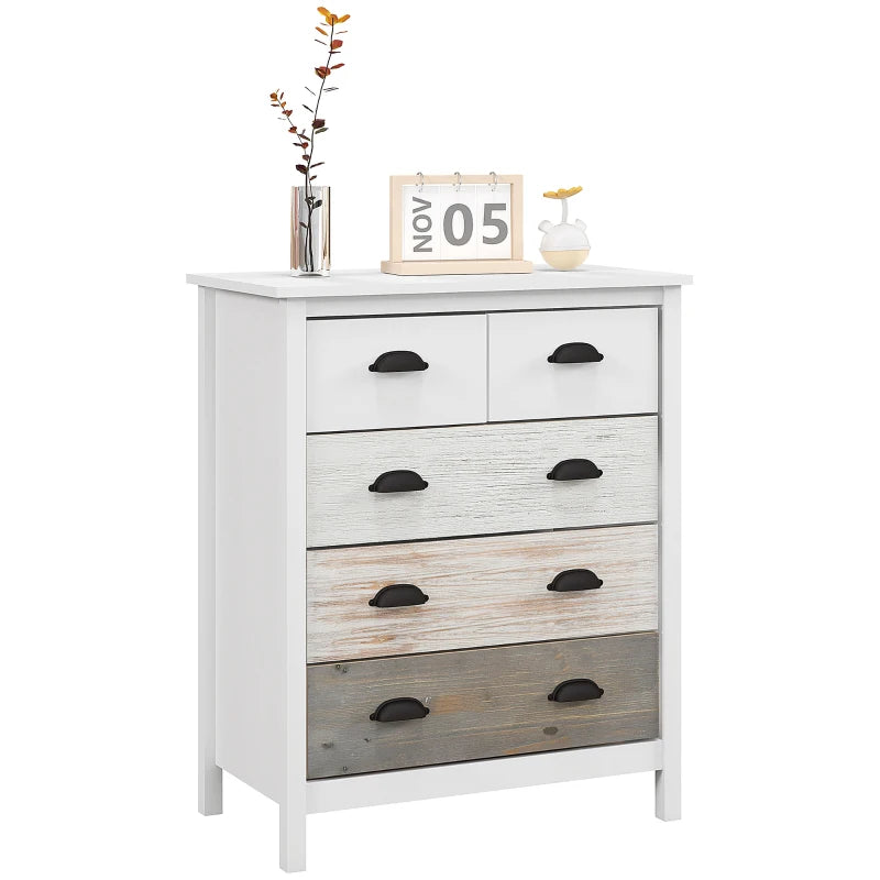 Nancy's Alassio Chest of Drawers - Dresser - Sideboard - Storage Cabinet - White / Brown - ± 70 x 40 x 85 cm