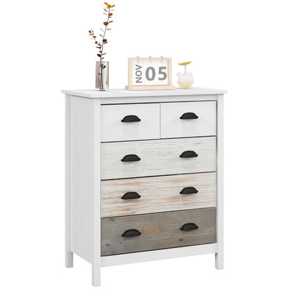 Commode Alassio de Nancy - Commode - Buffet - Meuble de rangement - Blanc / Marron - ± 70 x 40 x 85 cm