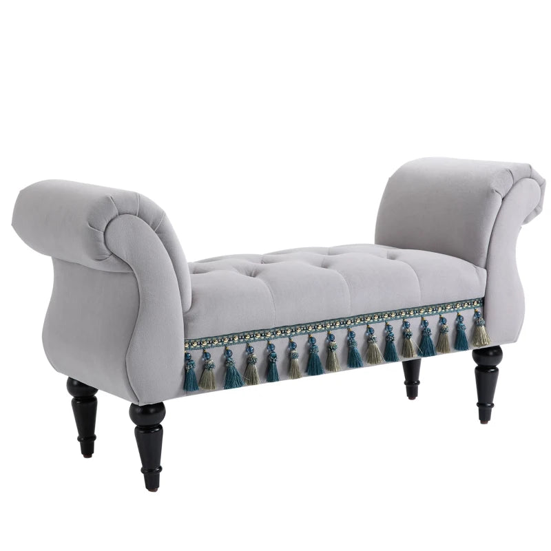 Banc Argenta de Nancy - Banc - Banc de couloir - Gris - Velours - ± 120 x 40 x 60 cm