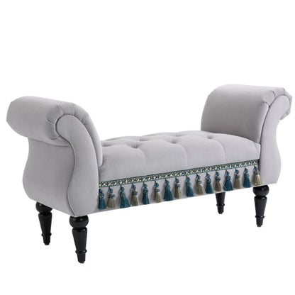 Nancy's Argenta Bench - Seating Bench - Hallway Bench - Grey - Velvet - ± 120 x 40 x 60 cm