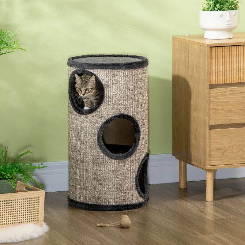 Nancy's Valpacos Scratching Post - Cat Cave - Gray - Plush - Ø 38 x 70 cm