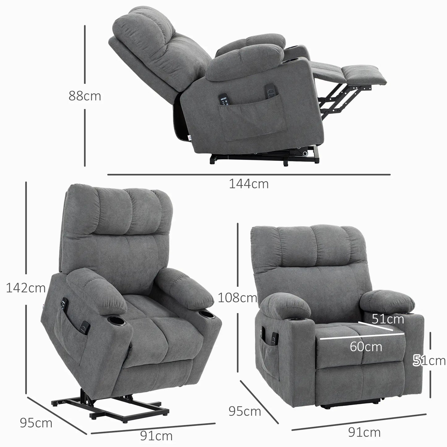 Nancy's Saturnino Sta op stoel - Opsta stoel - Seniorenstoel - Massagestoel - Relaxfauteuil - Grijs