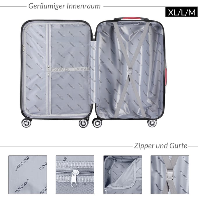 Nancy's Union Grove Koffer - Reiskoffer - Hardcase - Extra Riemen - Met TSA-Cijferslot - Champagne - ± 75 x 50 x 30 cm