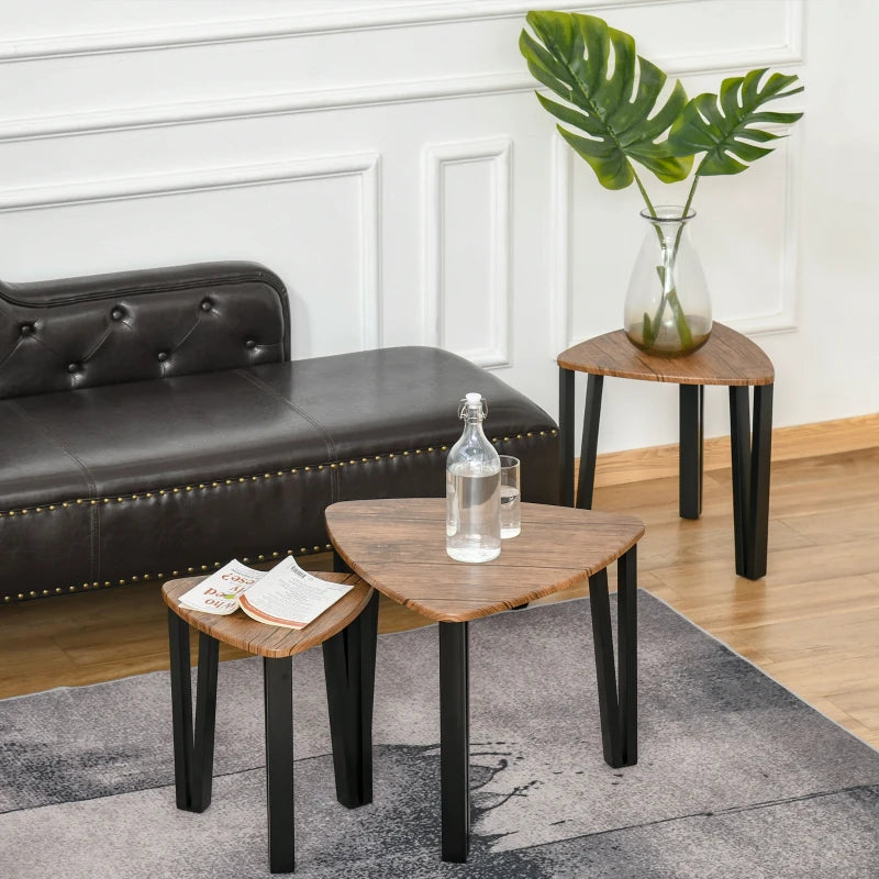 Nancy's Soutelo Salontafel Set - Bijzettafels - Koffietafel - Naturel / Zwart - MDF / Staal