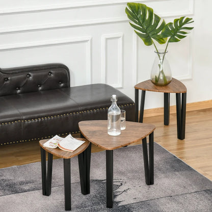 Ensemble de tables basses Soutelo de Nancy - Tables d'appoint - Table basse - Naturel / Noir - MDF / Acier