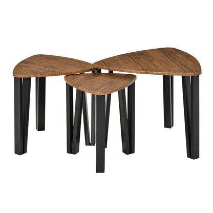 Nancy's Soutelo Salontafel Set - Bijzettafels - Koffietafel - Naturel / Zwart - MDF / Staal