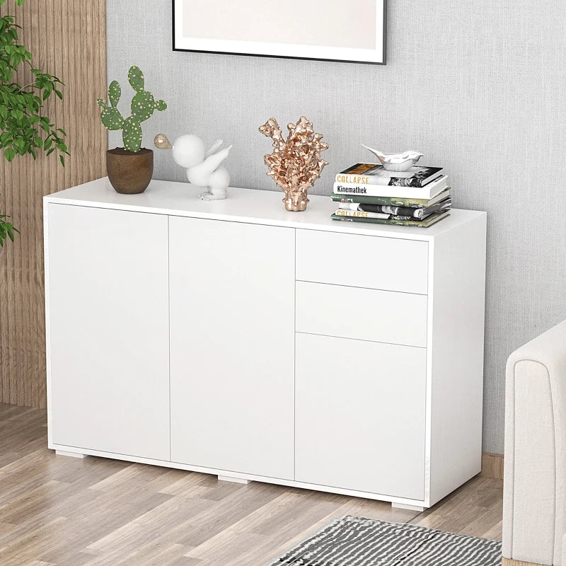 Nancy's Agugliano Chest of Drawers - Dresser - Sideboard - Storage Cabinet - High Gloss White - ± 120 x 35 x 75 cm