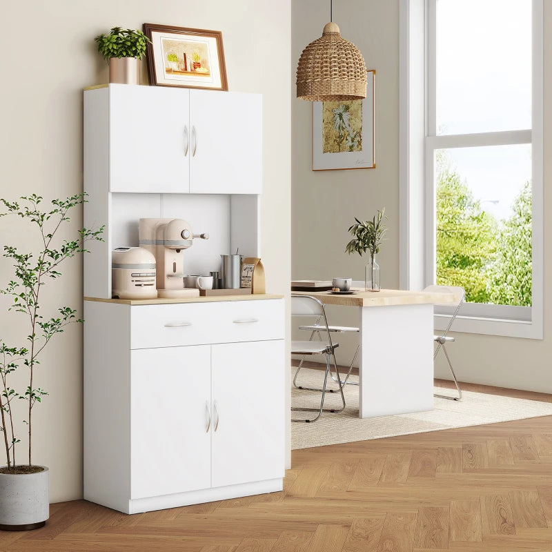 Armoire de cuisine Nancy's Albettone sur pied - Armoire de rangement - Armoire micro-ondes - Blanc - 80 x 40 x 180 cm