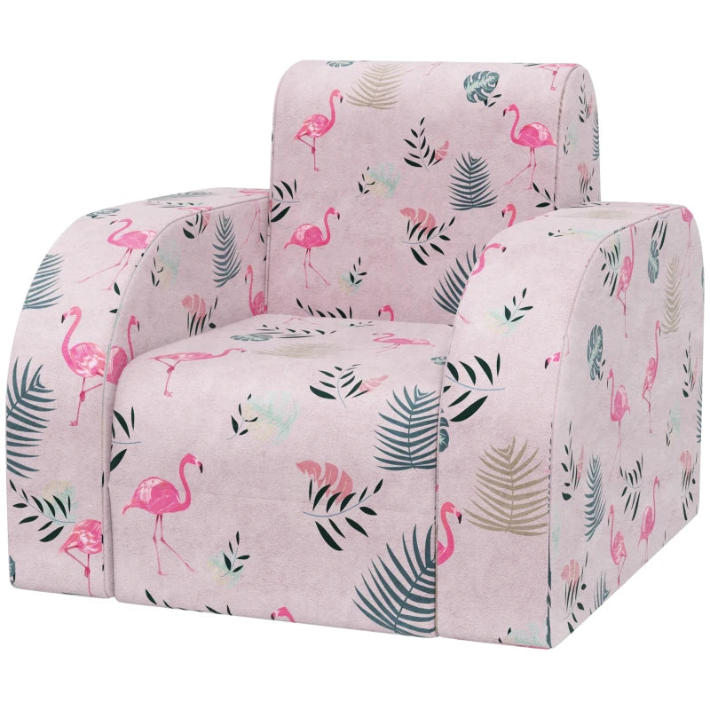 Nancy's Kiddo Kinderstoel - Kinderfauteuil - Kinderbankje - Uitklapbaar - Roze - Flamingo