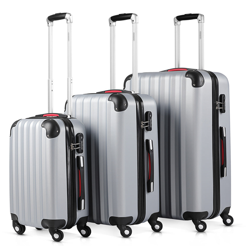 Nancy's Lochbuie Kofferset - Reiskoffers - 3-delig - Hardcase - Extra Riemen - Praktisch Netvak - ABS - Zilver