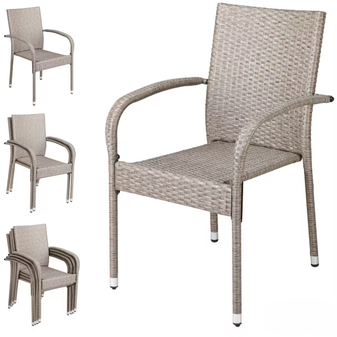 Nancy's Balazar Garden Chairs Set of 4 - Stackable - Weather and UV resistant - Cream - Poly rattan