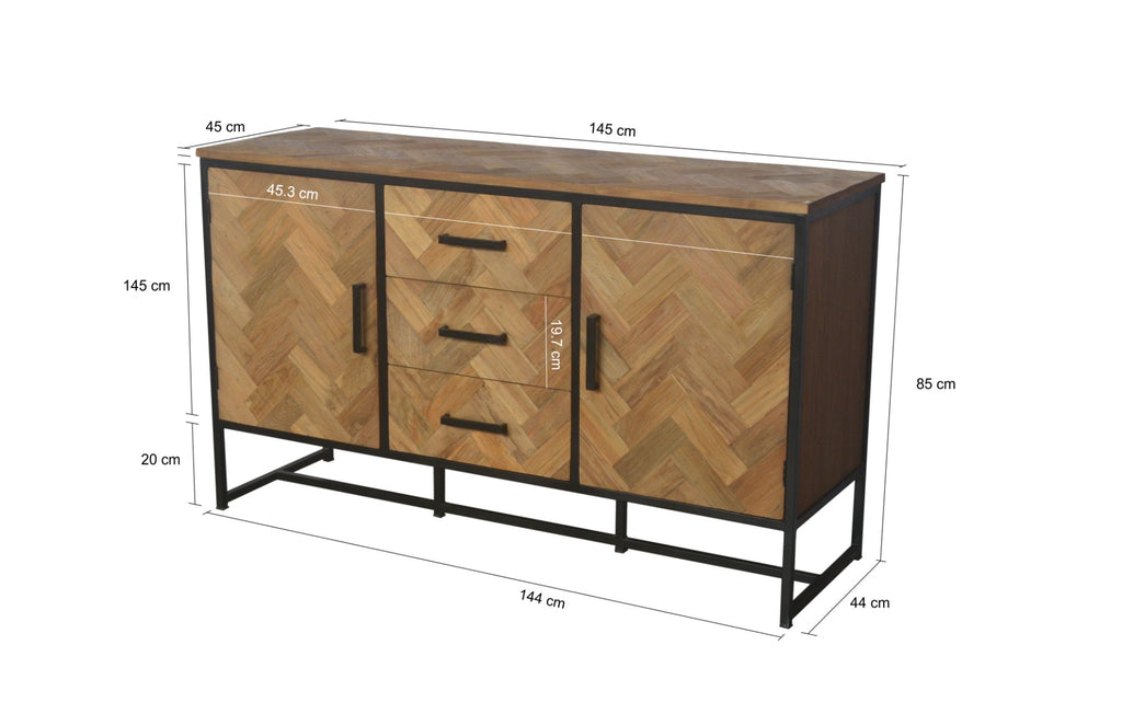 Nancy's Serreleis Dressoir - Teakhout - 45 x 145 x 85 cm