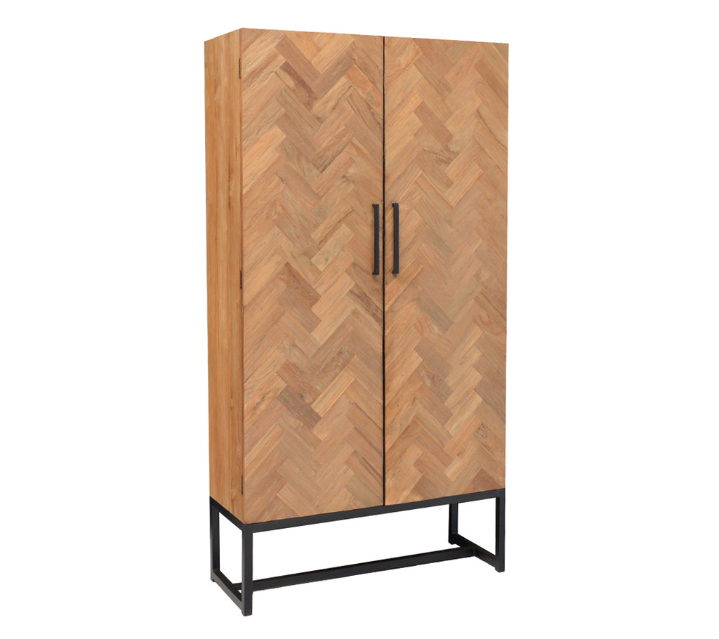 Armoire Poiares de Nancy - Armoire murale - Armoire sur pied - Bois de teck - Acier - 105 x 40 x 200 cm