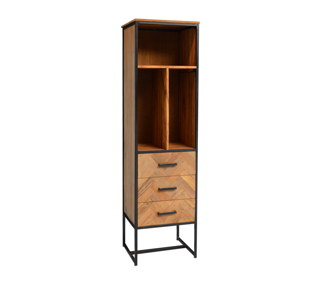 Armoire Ilha de Nancy - Armoire murale - Armoire sur pied - Bois de teck - Acier - 55 x 45 x 200 cm