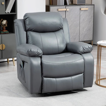 Nancy's Alfonsine Massagestoel - Relaxstoel - Relaxfauteuil - Verstelbare Rugleuning - Voetensteun - Grijs - Kunstleer