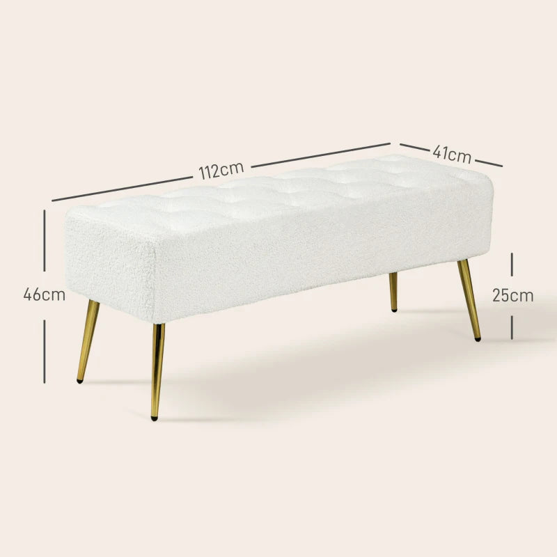 Banc de couloir Campea de Nancy - Banc - Banc - Crème / Or - Laine / Acier - ± 110 x 40 x 45 cm