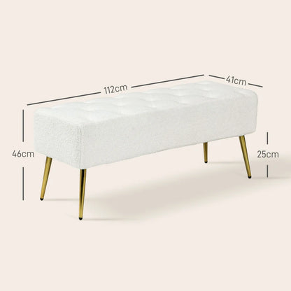 Nancy's Campea Hallway bench - Bench - Bench - Cream / Gold - Wool / Steel - ± 110 x 40 x 45 cm