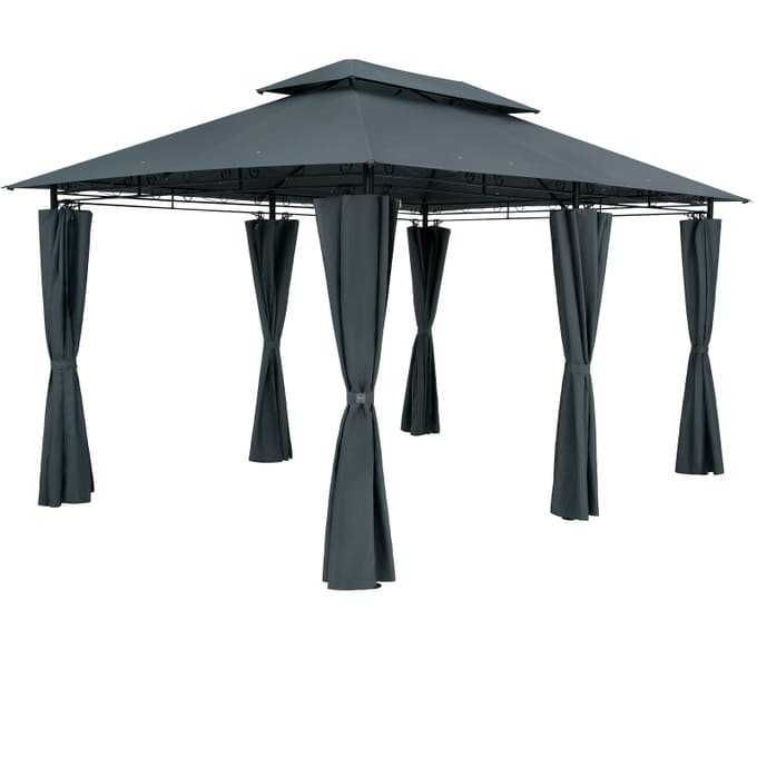 Pavillon Luzio de Nancy - Tente de fête - Pavillon de Jardin - Anthracite - Protection UV - ± 300 x 400 x 270 cm