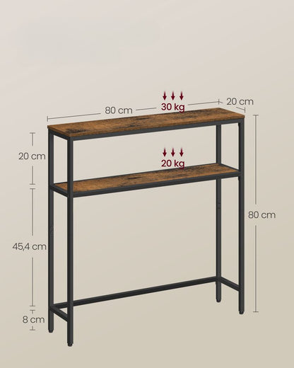 Nancy's Travasso Sidetable - Bijzettafel - Consoletafel - Bruin / Zwart - 80 x 20 x 80 cm