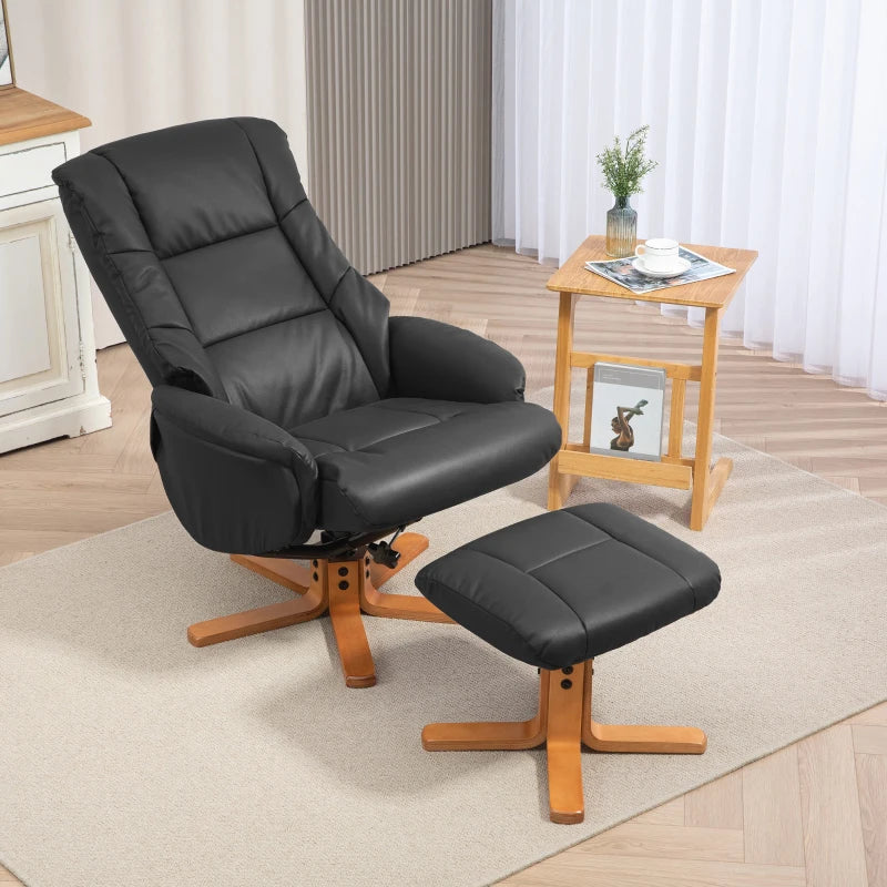 Nancy's Candoso Relaxfauteuil - Relaxstoel - Verstelbare rugleuning - Schommelfunctie - Zwart - Kunstleer / Hout