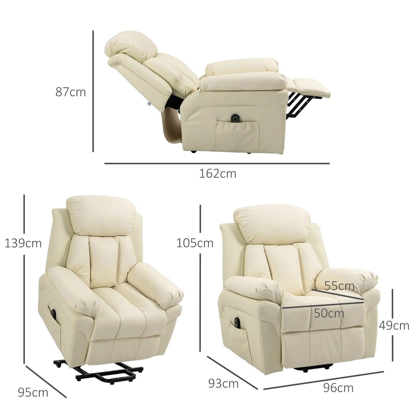 Nancy's Orca Sta op stoel - Opsta stoel - Seniorenstoel - Relaxfauteuil - Beige - Kunstleer