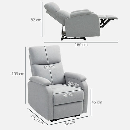 Nancy's Castelvenere Relaxfauteuil - Relaxstoel - Kantelbaar - Grijs - Linnen