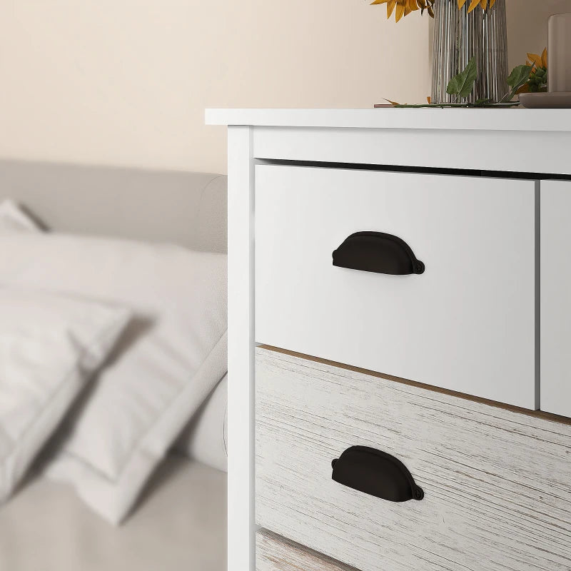 Nancy's Alassio Chest of Drawers - Dresser - Sideboard - Storage Cabinet - White / Brown - ± 70 x 40 x 85 cm